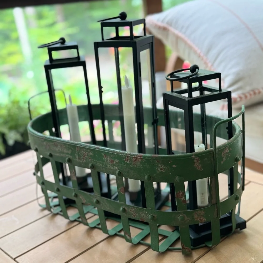 Miljögården - METAL BASKET HAROLD OVAL ANTIQUE Green